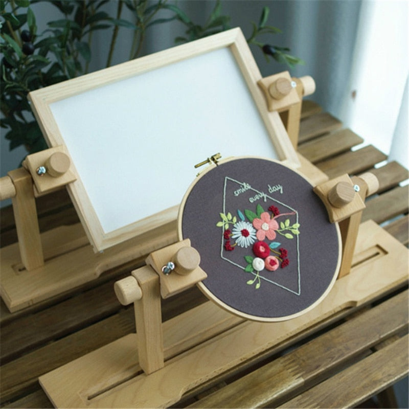 Adjustable Embroidery Hoop Stand Wood Stitch Hoop Holder Upgraded Embroidery