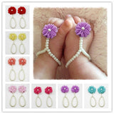 Newborn Baby Girls Flower Pearl Barefoot Sandals