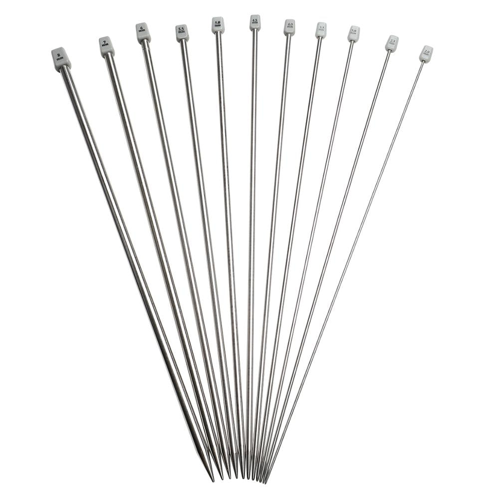 Single Pointed Stainless Steel Knitting Needles Set  - [CS22]