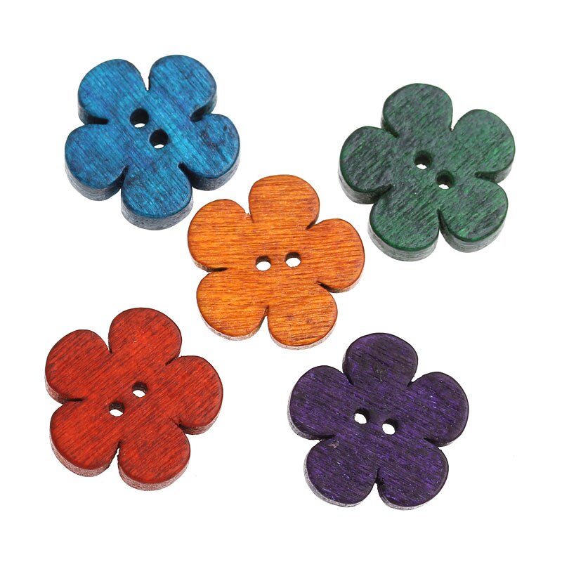 Flower Wooden Button